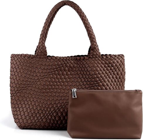 LMKIDS Woven Bag for Women, Vegan Leather Tote Bag Large Summer Beach Travel Handbag and Purse Retro Handmade Shoulder Bag in Kuwait