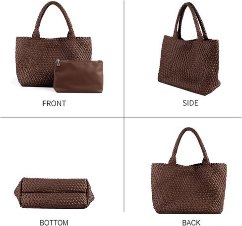 LMKIDS Woven Bag for Women, Vegan Leather Tote Bag Large Summer Beach Travel Handbag and Purse Retro Handmade Shoulder Bag in Kuwait