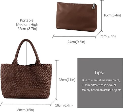 LMKIDS Woven Bag for Women, Vegan Leather Tote Bag Large Summer Beach Travel Handbag and Purse Retro Handmade Shoulder Bag in Kuwait