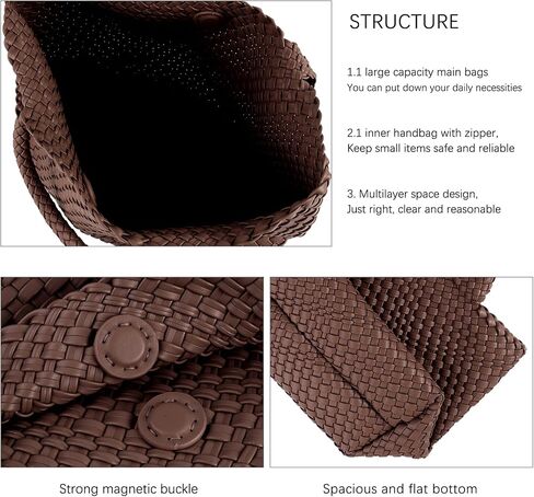LMKIDS Woven Bag for Women, Vegan Leather Tote Bag Large Summer Beach Travel Handbag and Purse Retro Handmade Shoulder Bag in Kuwait