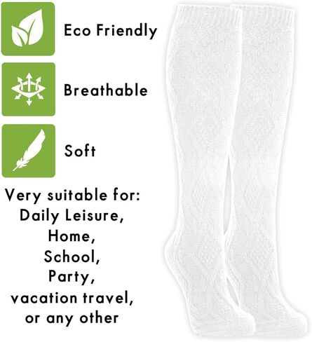 مجموعة جوارب طويلة للركبة من مجموعة عطلة نهاية الأسبوع الأكثر نعومة في العالم - جوارب عصرية فائقة النعومة - جوارب عالية محبوكة بالكابل للتجفيف بالمجفف in Kuwait