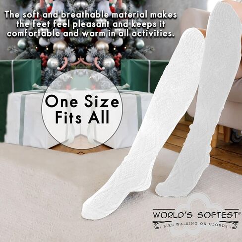 مجموعة جوارب طويلة للركبة من مجموعة عطلة نهاية الأسبوع الأكثر نعومة في العالم - جوارب عصرية فائقة النعومة - جوارب عالية محبوكة بالكابل للتجفيف بالمجفف in Kuwait