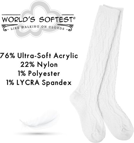 مجموعة جوارب طويلة للركبة من مجموعة عطلة نهاية الأسبوع الأكثر نعومة في العالم - جوارب عصرية فائقة النعومة - جوارب عالية محبوكة بالكابل للتجفيف بالمجفف in Kuwait