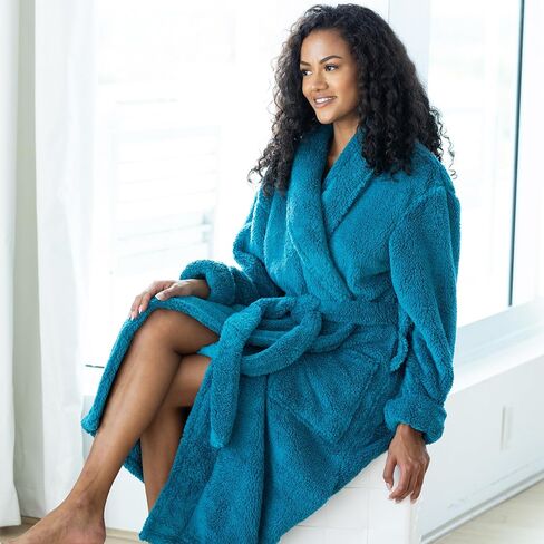 Alexander Del Rossa Women's Fuzzy Plush Fleece Winter Robe, Warm Soft Fuzzy Bathrobe for Her in Kuwait