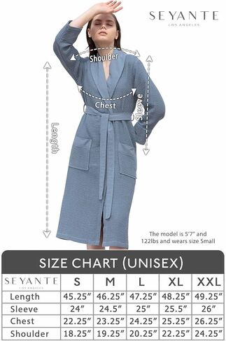 SEYANTE Women’s Luxury Waffle Shawl Collar, Hooded Robe w Piping – Lightweight, Long, Ultra Soft Spa Sleepwear Bathrobe in Kuwait