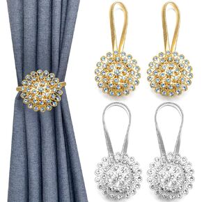 4 قطع رائعة من الكريستال المتلألئ على شكل زهرة مشابك تثبيت للستائر المغناطيسية مع سلك زنبركي عالي المرونة لتزيين المكتب المنزلي in Kuwait