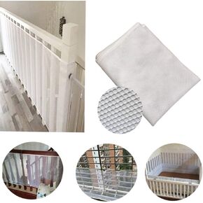 Child Safety Clear Banister Guard Net for Stairs, CuleedTec 16.5x2.5ft Protection Preathable Crib Mesh Liner Bumper for Baby, Cat Fence, Balcony Screen Cat Netting for Pets,SGS Passed in Kuwait