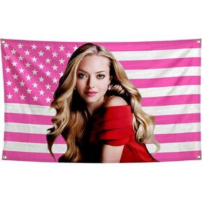 راية RLinea Singer Amanda Tapestry Seyfried Pink USA Banner 4 حلقات نحاسية للرجال كهف Frat ديكور المكتب، ديكور غرفة النوم 3X5Ft in Kuwait