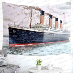 F-FUN SOUL Ship Tapestry, Large 60x51inches Soft Flannel, Painting Pattern Art Wall Hanging Tapestries for Living Room Bedroom Decor Party Banner GTOKFS0063 in Kuwait