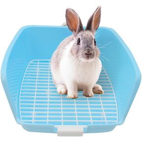 kathson Rabbit Litter Box Toilet, Plastic Square Bunny Corner Litter Box, Pet Potty Trainer Box for Small Animal Guinea Pig Ferret Hamster Hedgehog (Pink) in Kuwait