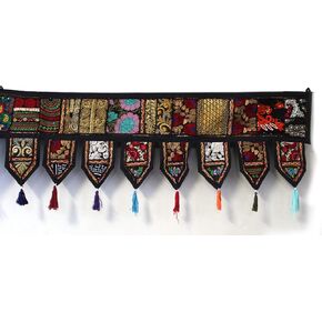 ICC valances for Windows Toran Cotton Vintage Patchwork Door Hanging Valance Window Hand Embroidered Bohemian Decor Living Room Wall Bedroom Living Room Home Handmade Decorations Violet 42 Inches in Kuwait