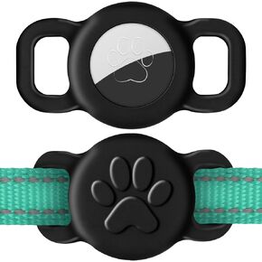 Dynmeow 1 Pack Airtag Cat Collar Holder, Stretchy Silicone Airtag Holder for Puppy Small Dog, Anti-Lost Protective Apple Air Tag Pet Holder Compatible with 3/8 and 5/8 inch Wide Collar, Hot-Pink, S