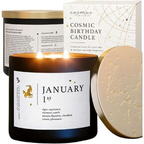 December 30th Birthdate Personalized Astrology Candle | Your Birthday Reading, Daily Affirmation and Fragrance | Debossed Metal Lid, Gold Foil Stamped Label and Gift Box by Cosmos Within in Saudi Arabia