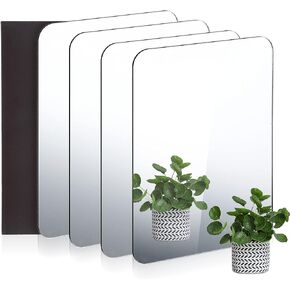 Queekay Locker Mirror Acrylic Mirror Rounded Corner Unbreakable Mirror Acrylic Mirror Wall Decor with Magnet Magnetic for School Living Room Office Bathroom Home Decoration (6, 4 x 6 Inch)