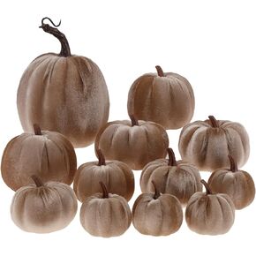 Kepfire Artificial Velvet Fake Pumpkins Black 12Pcs Halloween Thanksgiving Handmade Fall Harvest Centerpiece Decoration for Home Kitchen Outdoor