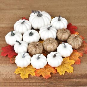 Artiflr 65 قطعة من القرع الاصطناعي لتزيين أوراق القيقب، أوراق قيقب الخريف المزيفة اليقطين المخملي لعيد الهالوين وعيد الشكر والخريف وحفلات الحصاد الاحتفالية in Kuwait