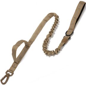 مقود بنجي للكلاب شديدة التحمل من كوباتيس للكلاب المتوسطة والكبيرة، مقود تدريب للكلاب بمقبضين، بدون سحب لامتصاص الصدمات مع مشبك مقعد السيارة (كاكي، 4 أقدام) in Kuwait