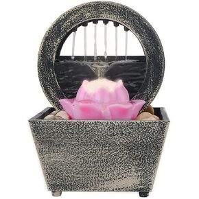 نافورة مياه صغيرة توضع على سطح الطاولة للاماكن الداخلية، شلال فينغ شوي زين للتأمل مع ديكور لوتس وصخور نهر طبيعية، للاسترخاء في المنزل والمكتب وغرفة النوم وغرفة المعيشة او الحمام in Kuwait