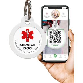ROVERTAGS Service Dog ID QR Code Pet Tag - ESA - Emotional Support Service Dog Name Tags with Pet Online Profile (ESA, L)