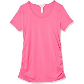Three Seasons Maternity Women's Maternity Short Sleeve Scoop Side Ruche Tee