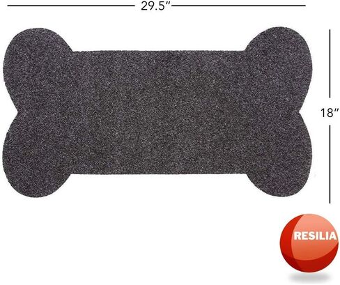 RESILIA Bone Shaped Dog Food Bowl Placemat – Slip-Resistant, Machine Washable Pad, Protects Floors from Water Spills & Stains, Pet Accessories & Supplies, 23 Inches X 14 Inches, Gray in Kuwait