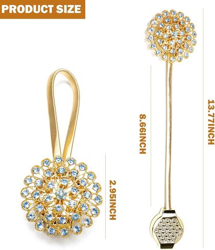 4 قطع رائعة من الكريستال المتلألئ على شكل زهرة مشابك تثبيت للستائر المغناطيسية مع سلك زنبركي عالي المرونة لتزيين المكتب المنزلي in Kuwait