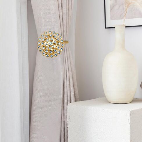 4 قطع رائعة من الكريستال المتلألئ على شكل زهرة مشابك تثبيت للستائر المغناطيسية مع سلك زنبركي عالي المرونة لتزيين المكتب المنزلي in Kuwait