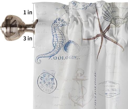 ستائر Vograud Ocean للنوافذ البحرية، نجم البحر، فرس البحر، ستائر المطبخ، قضيب الجيب، قابلة للغسل، معالجة النوافذ الصغيرة للحمام/غرفة المعيشة/غرفة النوم/ديكور المنزل in Kuwait