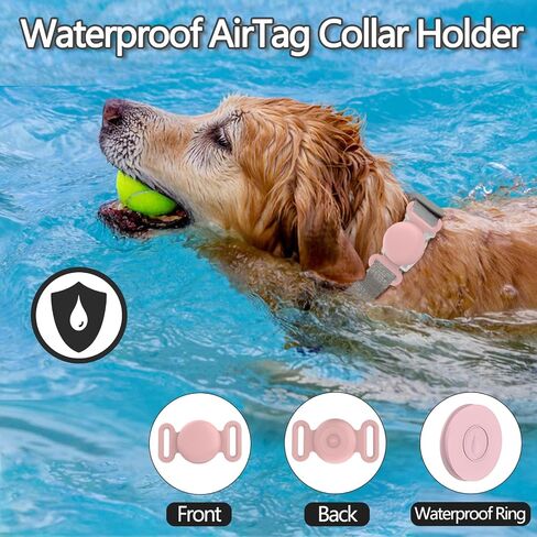 Waterproof Airtag Dog Collar Holder Compatible with Apple AirTag, Silicone Waterproof Air Tag Case for Dog Collar, Anti-Lost AirTag Holder for Pet Cat Dog GPS Tracker (Pink) in Kuwait
