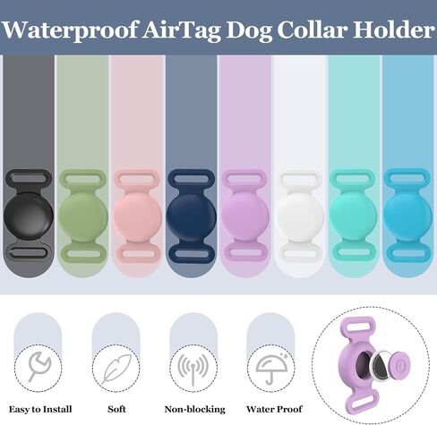 Waterproof Airtag Dog Collar Holder Compatible with Apple AirTag, Silicone Waterproof Air Tag Case for Dog Collar, Anti-Lost AirTag Holder for Pet Cat Dog GPS Tracker (Pink) in Kuwait