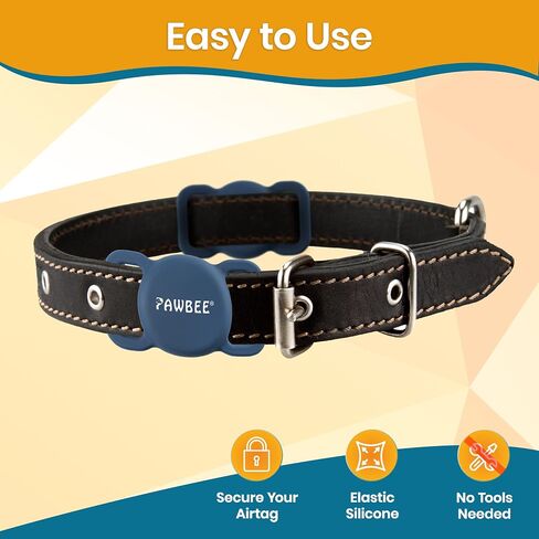 حامل طوق الكلب PAWBEE Airtag - عبوتين مربعتين من حامل طوق الكلب Apple Air Tag - حامل علامات هوائية للكلاب من السيليكون الناعم، حافظة طوق الحيوانات الأليفة للكلاب والقطط الصغيرة والمتوسطة والكبيرة - حامل طوق الكلب Airtag in Kuwait