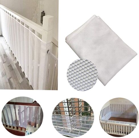 Child Safety Clear Banister Guard Net for Stairs, CuleedTec 16.5x2.5ft Protection Preathable Crib Mesh Liner Bumper for Baby, Cat Fence, Balcony Screen Cat Netting for Pets,SGS Passed in Kuwait