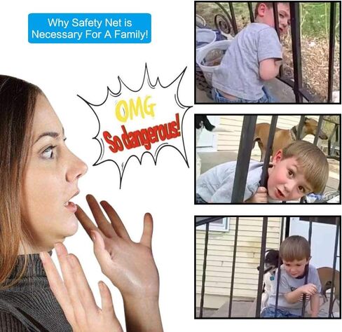 Child Safety Clear Banister Guard Net for Stairs, CuleedTec 16.5x2.5ft Protection Preathable Crib Mesh Liner Bumper for Baby, Cat Fence, Balcony Screen Cat Netting for Pets,SGS Passed in Kuwait