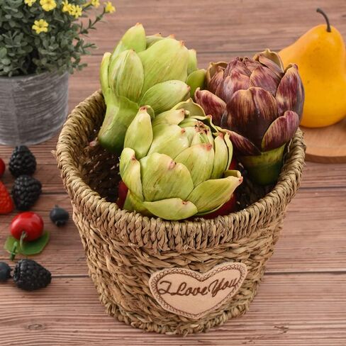Luckforest Artificial Artichokes, Small Simulation Artichoke Fake Fruits for Home Kitchen Decor Wedding Table Fruit Basket Decoration Set of 3 (Green, Red) in Saudi Arabia