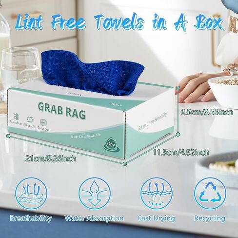 Ludehem Microfiber Rags in Box -80 Pack Premium Cleaning Cloths Reusable Lint Free Towels Reusable Microfiber Rags for Cleaning Towel for Cars, SUVs, House, Kitchen, Window, ect. in Saudi Arabia