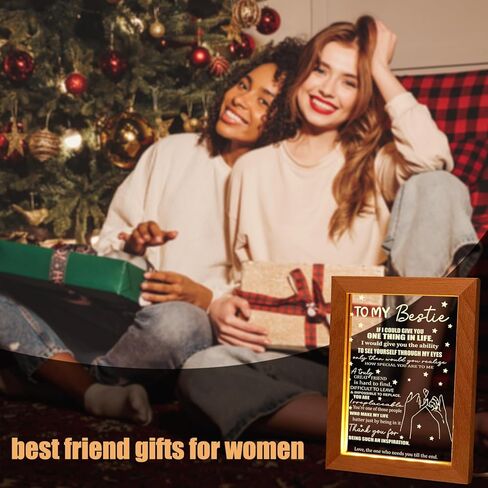 هدايا الصداقة من MAMAGIFTREE للنساء والأصدقاء - هدايا عيد ميلاد أفضل صديق، هدايا Bestie للنساء، هدايا BFF، أضواء ليلية للأصدقاء مع إطار خشبي in Kuwait