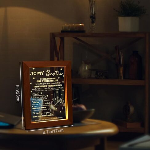 هدايا الصداقة من MAMAGIFTREE للنساء والأصدقاء - هدايا عيد ميلاد أفضل صديق، هدايا Bestie للنساء، هدايا BFF، أضواء ليلية للأصدقاء مع إطار خشبي in Kuwait