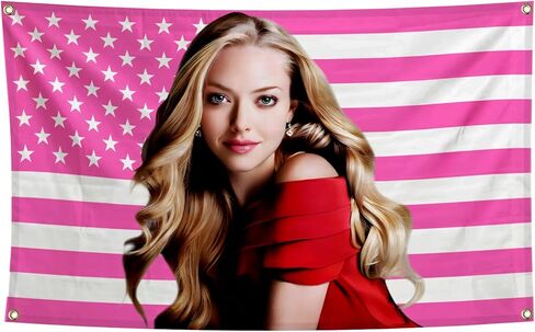 راية RLinea Singer Amanda Tapestry Seyfried Pink USA Banner 4 حلقات نحاسية للرجال كهف Frat ديكور المكتب، ديكور غرفة النوم 3X5Ft in Kuwait