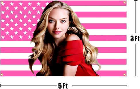 راية RLinea Singer Amanda Tapestry Seyfried Pink USA Banner 4 حلقات نحاسية للرجال كهف Frat ديكور المكتب، ديكور غرفة النوم 3X5Ft in Kuwait