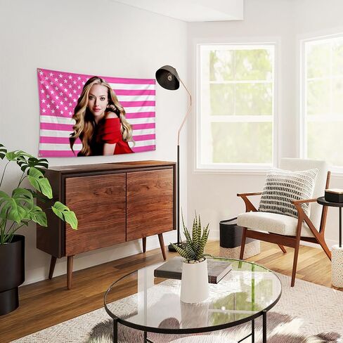 راية RLinea Singer Amanda Tapestry Seyfried Pink USA Banner 4 حلقات نحاسية للرجال كهف Frat ديكور المكتب، ديكور غرفة النوم 3X5Ft in Kuwait