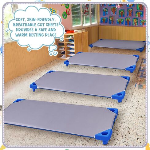 16 قطعة من ملاءات سرير الأطفال للرعاية النهارية من كينلوب للأطفال الصغار ومرحلة ما قبل المدرسة مقاس 24 × 51 بوصة مقاس قياسي ملاءة سرير للأطفال من القطن ملاءة قيلولة قابلة للتنفس للأطفال في وقت القيلولة ملاءة مناسبة للأولاد والبنات (رمادي) in Kuwait