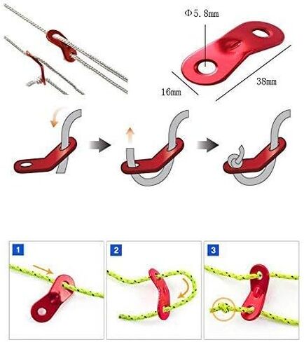 دي جي كيو 20 قطعة من حبل جلاين، حبل قابل للتعديل من خليط معدني من الالومنيوم، حبل شد للخيمة، المشي لمسافات طويلة، التخييم، حقيبة الظهر، نزهة المأوى ومظلة الظل للانشطة الخارجية in Kuwait