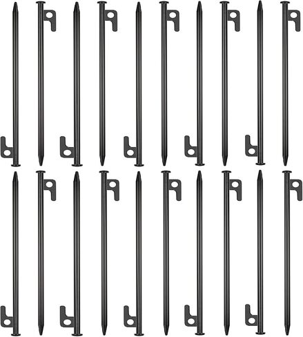 bimiti 20 Pack Tent Stakes Heavy Duty 16 inch Forged Steel Solid Tent Pegs Metal Ground Camping Stakes for Camping Unbreakable and Inflexible in Saudi Arabia