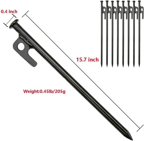 bimiti 20 Pack Tent Stakes Heavy Duty 16 inch Forged Steel Solid Tent Pegs Metal Ground Camping Stakes for Camping Unbreakable and Inflexible in Saudi Arabia