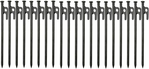 bimiti 20 Pack Tent Stakes Heavy Duty 16 inch Forged Steel Solid Tent Pegs Metal Ground Camping Stakes for Camping Unbreakable and Inflexible in Saudi Arabia