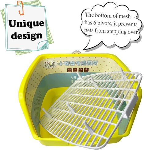 kathson Rabbit Litter Box Toilet, Plastic Square Bunny Corner Litter Box, Pet Potty Trainer Box for Small Animal Guinea Pig Ferret Hamster Hedgehog (Pink) in Kuwait