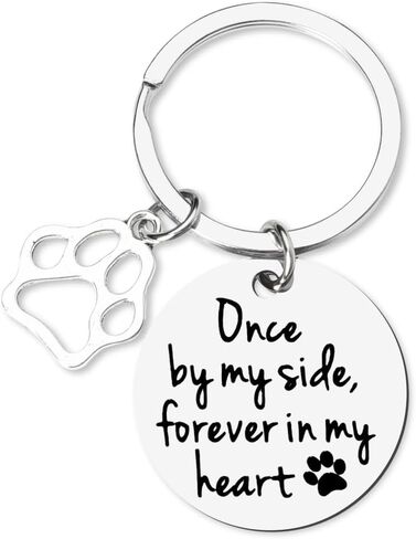 yaozeio Loss of Pet Sympathy Gift Keychain Dog Cat Memorial Gifts for Friends Daughter Son Pet Remembrance Gifts for Women Men Once By My Side Forever in My Heart Key Ring in Saudi Arabia