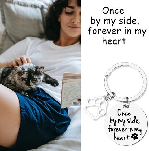 yaozeio Loss of Pet Sympathy Gift Keychain Dog Cat Memorial Gifts for Friends Daughter Son Pet Remembrance Gifts for Women Men Once By My Side Forever in My Heart Key Ring in Saudi Arabia