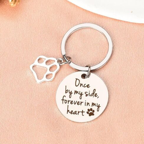 yaozeio Loss of Pet Sympathy Gift Keychain Dog Cat Memorial Gifts for Friends Daughter Son Pet Remembrance Gifts for Women Men Once By My Side Forever in My Heart Key Ring in Saudi Arabia