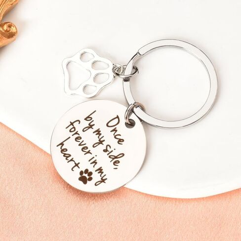 yaozeio Loss of Pet Sympathy Gift Keychain Dog Cat Memorial Gifts for Friends Daughter Son Pet Remembrance Gifts for Women Men Once By My Side Forever in My Heart Key Ring in Saudi Arabia